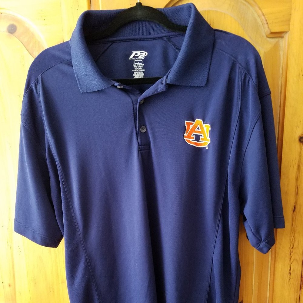Men's Auburn University Navy Short Sleeve Polo Shirt Size L EUC